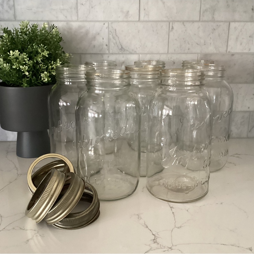 Vintage Improved Gem Made in Canada (2 quart) Canning Jars, Set of 8